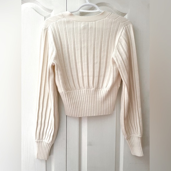 ARITZIA WILFRED Plunge Top Cardigan - Light Birch - Size Small - Picture 3 of 4